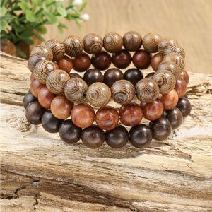 Wooden Beaded Bracelets Set